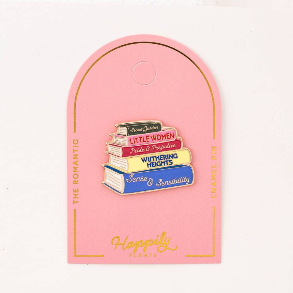 Classic Book Stack Enamel Pin - Picture 2 of 4